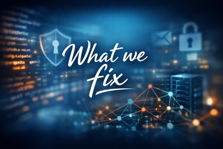 Abstract technology workspace representing practical IT and security improvements.